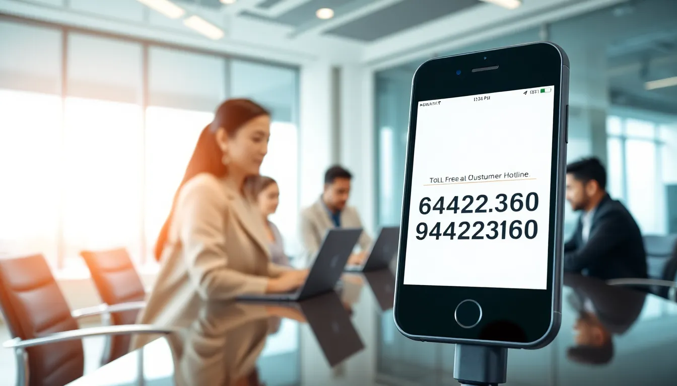 digital display of toll-free number in a modern office setting.